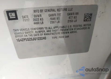 2018 Buick Lacrosse Essence из США, поврежденный, VIN 1G4ZP5SZ6JU123240